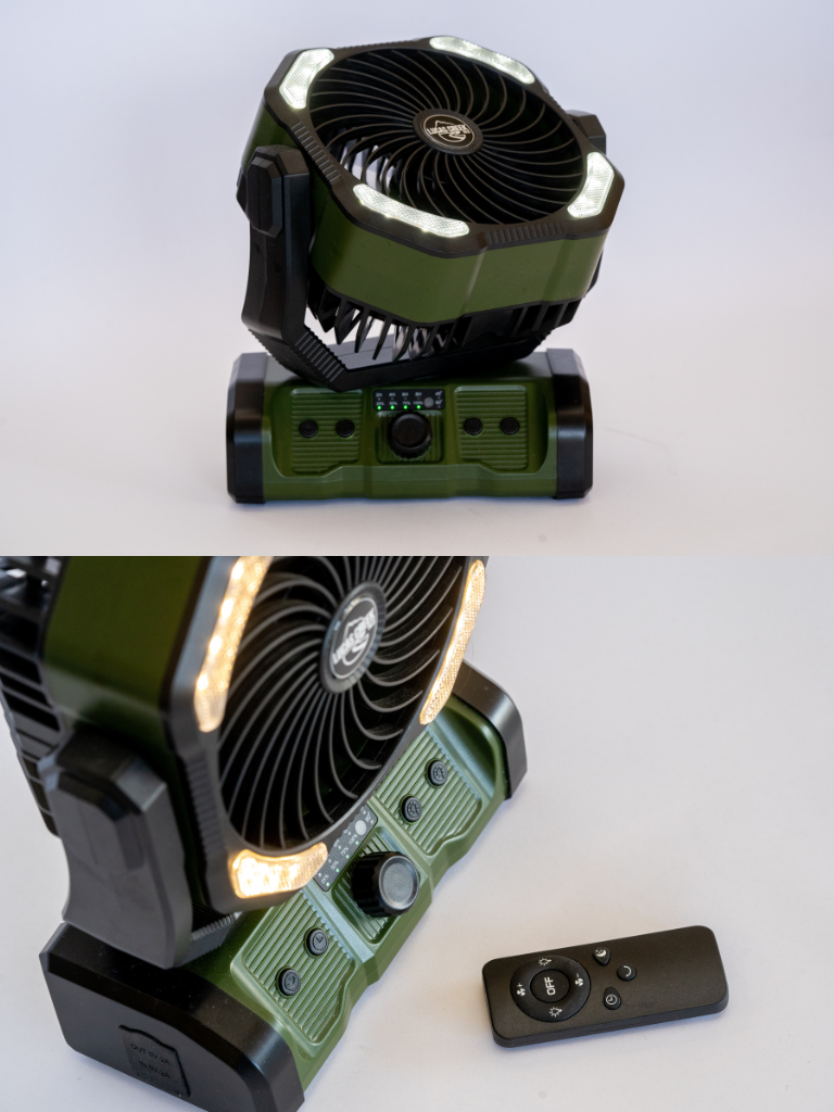 3-in-1 Camping Fan, Light & Power Bank