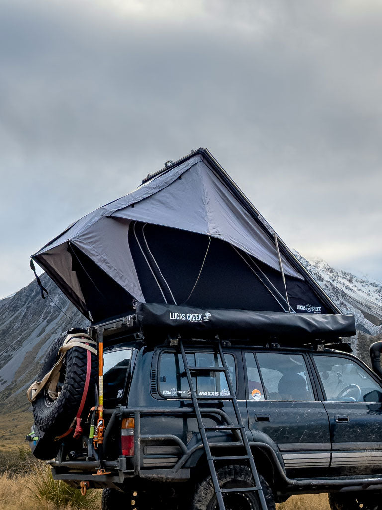 Side view of the Luxe hardshell tent - premium in a narrower shell - high quality with long warranty