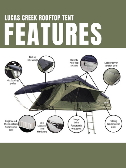 Lucas Creek Gen 3 Soft Shell Rooftop Tent - Natural Green